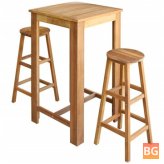 Set of 3 Wooden Bar Tables and Stools