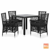 Dining Set with Rattan Couch, Table and Glasses