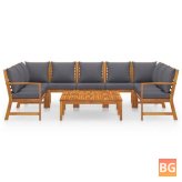 Garden Lounge Set with Cushion and Solid Wood