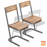 2-Piece Solid Teak Wood Dining Chair