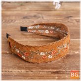 Embroidery Girl Headband with Floral Fabric Design
