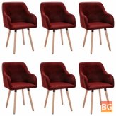 Table Chairs 6 pc fabric wine red
