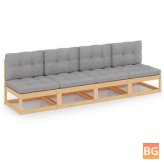 Sofa with Cushions - Solid Pinewood