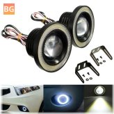 3PCS High-Power LED Projector Car Fog Lights - White with COB Angel Eyes Halo Rings