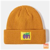Women's Beanie Hat with Knitted Jacquard Number Map Pattern Patch