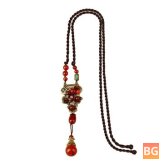 Red Agate Pendant with Alloy Chain