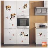 3D Cute Dog PVC Broken Wall Sticker - DIY removable decor