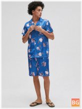 Short Sleeve Pajama Set with Floral Print