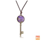 Gypsophila Metal Key Pendant Necklace for Women