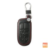 4-Button Leather Key FOB Cover for Jeep, Chrysler, and Dodge