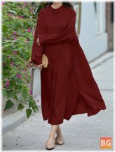 Buttoned Midi Dress with Side Pockets