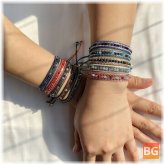 10 Colors Bohemian Crystal Beaded Bracelet Rope Telescopic Adjustable Women's Bracelet