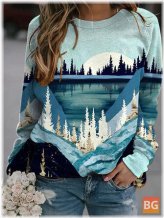 Women's Landscape Print Sleeve Raglan Sweatshirt