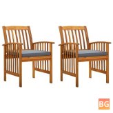 Dining Chairs with Cushions - Solid Acacia Wood