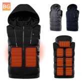 TENGOO 9 Areas Heating Jackets Men's 3-Gears Heated Vest Coat USB Electric Thermal Clothing Hooded Vest Winter Outdoor Warm Clothing