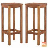 2 pcs Solid Acacia Wood Bar Chairs