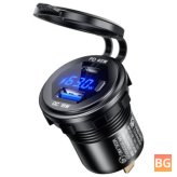 45W Metal Car Charger - 12-24Volt - Socket - with LED Voltage/Power Display - ON/OFF Switch for SUV Motorcycle Truck Boat ATV