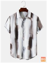 Short Sleeve Men's Print Button-Up Shirt