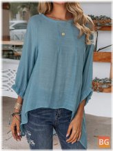 Hem Blouse with Ruched Bottom and High-Low Hem