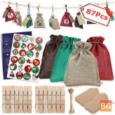 Christmas Hanging Advent Calendars with Candy Pouches and Present Gift Wrap