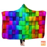 3D Colored Cubes Hooded Blanket - Wearable Soft Towel Plush Mat
