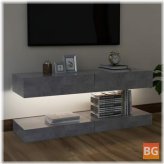 TV Cabinet with LED Lights - Gray 23.6