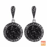 Black Earrings with Crystal Round Shape