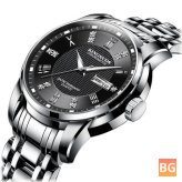 KingnUOS K-1683 Fashion Men's Watch with Date Week Display and Stainless Steel Strap
