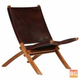 Relax Chair - Foldable, genuine leather brown