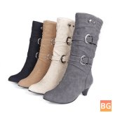 Women's Mid-Calf Boots - Slip On Casual Suede Soft Boots