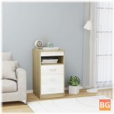 Chipboard Drawer Cabinet - White and Sonoma Oak