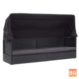 Outdoor Sofa Bed with Canopy - Poly Rattan