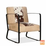 Lounge chair - real goat leather and canvas