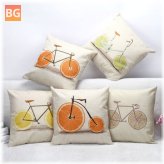 Cotton Sofa Cushion Cover for Lemon Orange Bicycle Throw Pillow