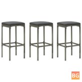 Gray Cushion Bar Stools with Gray Poly Rattan Covers