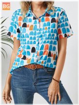 Short Sleeve Button-Up Blouse for Women