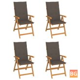 4-Piece Set of Garden Chairs with Cushions - Teak Wood