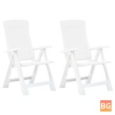 2 pcs White Garden Reclining Chairs