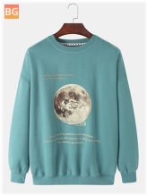 Earth Pattern Slogan Pullover Sweatshirt for Men