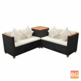 Garden Set with Cushions, Poly Rattan Black