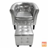 Tub Chair in Silver Faux Leather