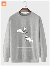 Rose Figure Graphic Cotton Casual Sweater
