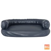 Dog Bed - Ergonomic Foam - 88x65 cm - Artificial Leather - Dark Blue