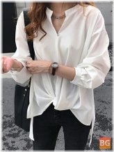 Long Sleeve Blouse with a Twisted Hem