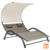 Sun Lounger with Canopy - Taupe