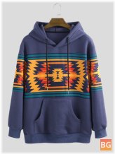 Woolen Hooded Sweatshirt with Casual Pattern