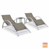 Sun Loungers - 2 pcs with Table - Aluminum Taupe