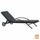 Sun Lounger with Cushion & Wheels - Anthracite