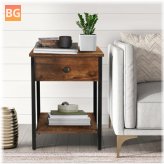 Table for Living Room and Bedroom - Metal Frame with Rustic Brown