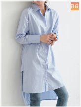 Asymmetrical Hem Button Shirt for Women